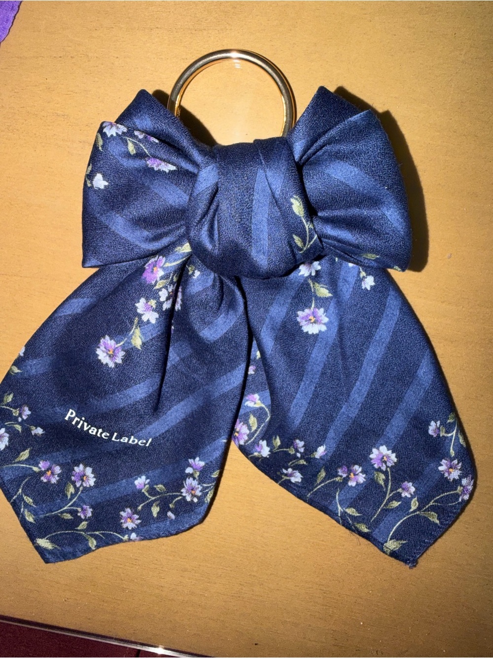Private Label Navy Floral Bow Scarf charm